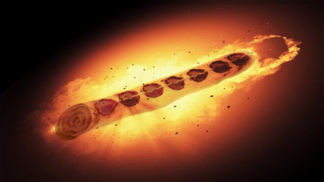 A vibrant celestial illustration depicting a series of twelve symbolic icons encased in glowing circles, arranged in a fiery comet-like trail against a dark cosmic background. Opens a new window with the video.