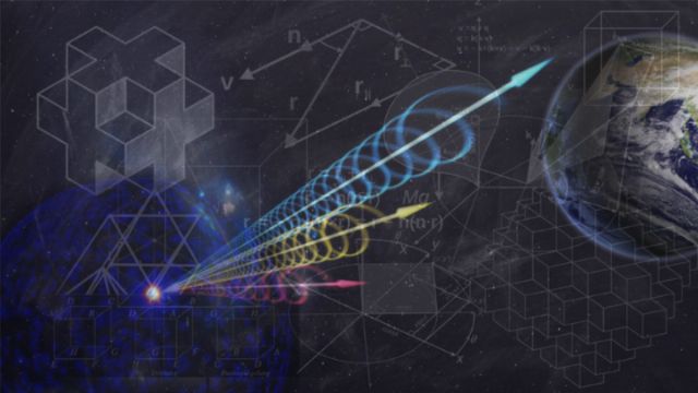 A complex digital artwork featuring Earth from space, overlaid with geometric patterns and celestial paths. The image includes subtle references to the Mazzaroth, depicted through intertwined cosmic trails and scientific notations. Opens a new window with the video.